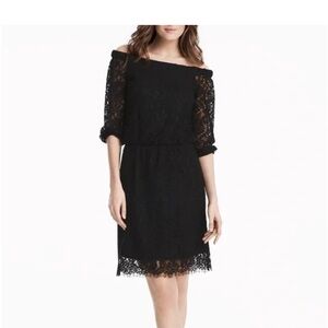 White House Black Market Black Lace Boho Off-Shoulder Midi Dress, Size 8